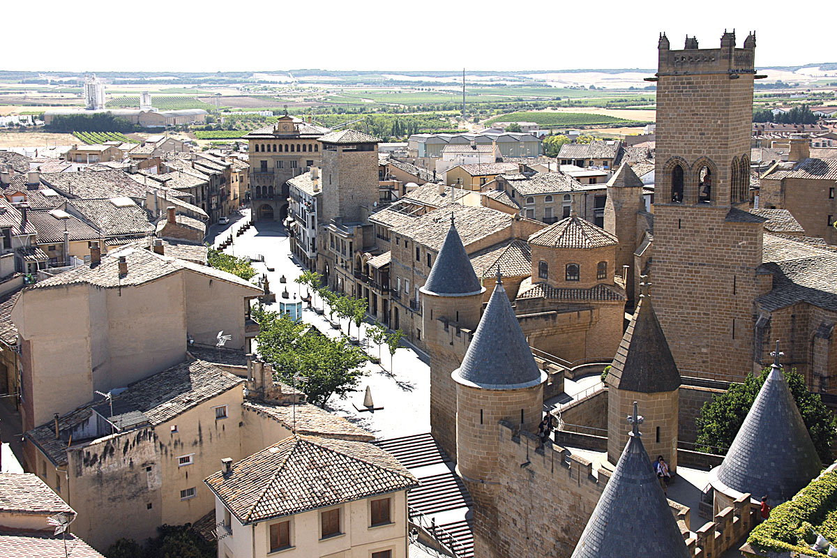 Vista aérea de Olite y su palacio