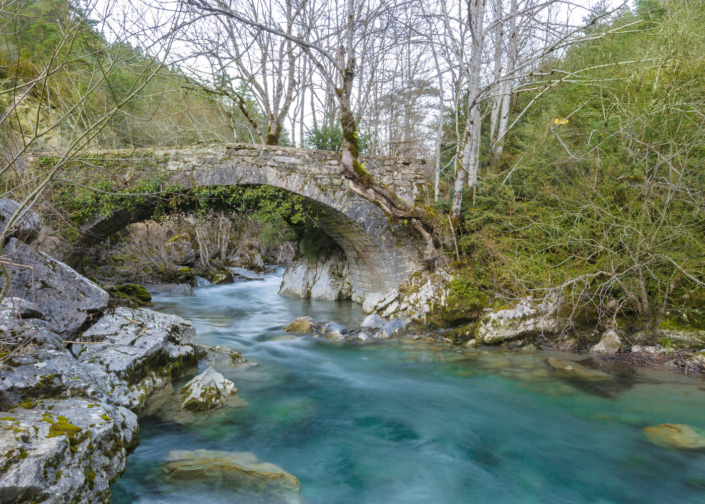 Puente y río que e observan desde el sendero de Artikomendia