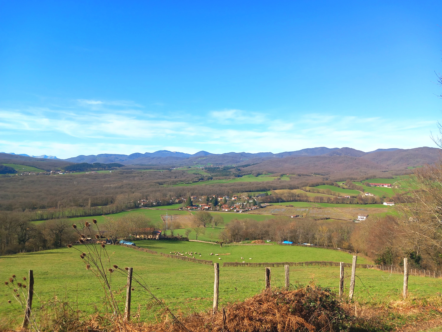 vista del valle con prados, pueblos y montes