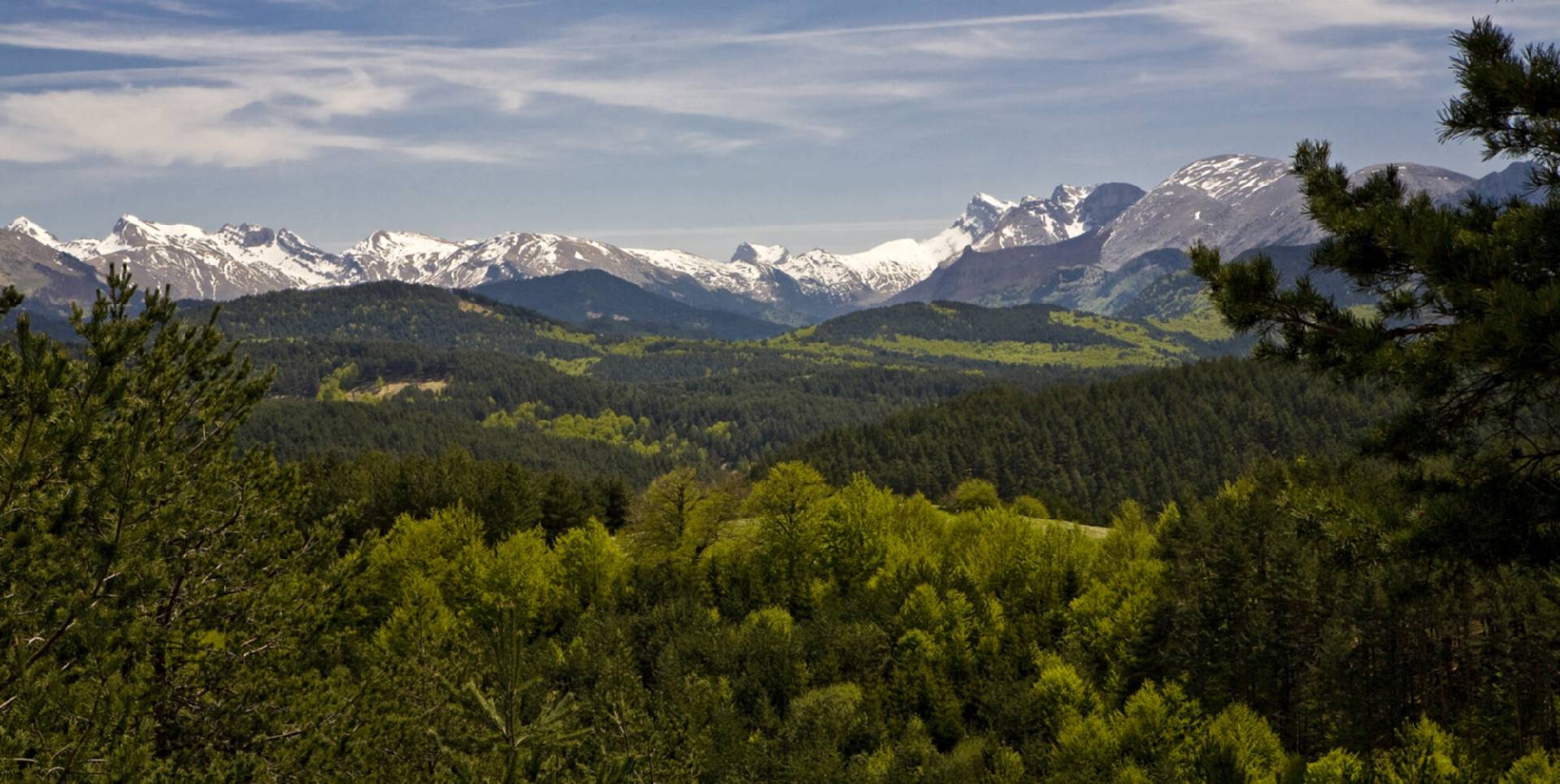Paisaje con montes nevados