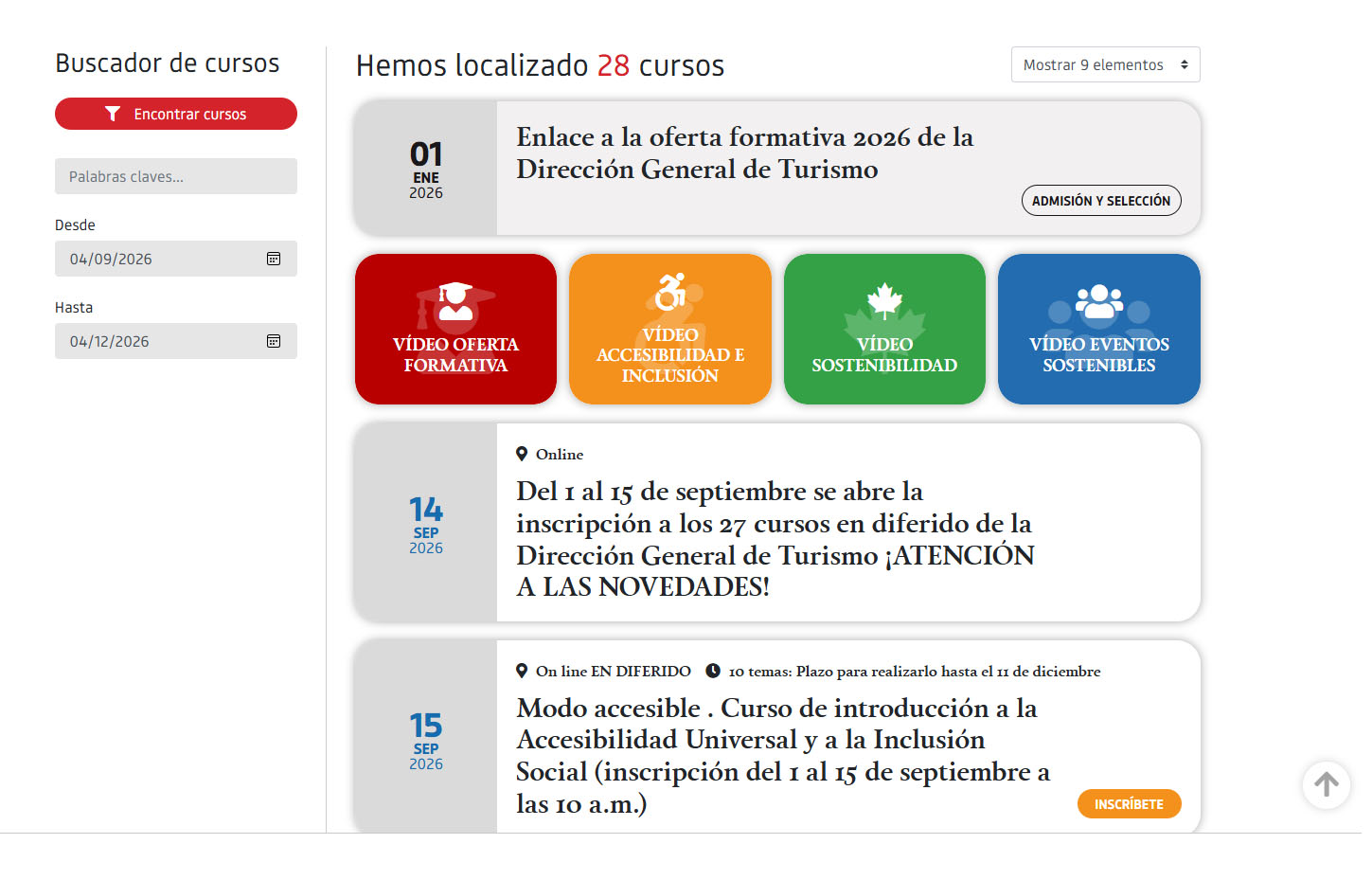 Abierto el plazo de inscripción para los Cursos en diferido de Turismo
