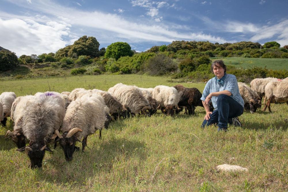 Miriam Otxotorena, la pastora, con sus ovejas