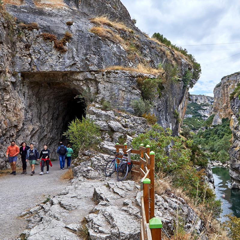 Grupo de personas andando por la foz de Lumbier